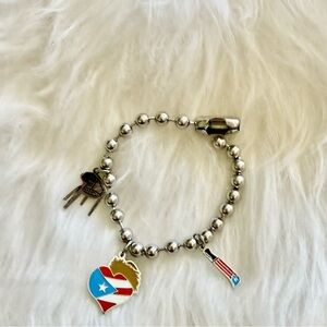 DTMF Silver Beaded stainless steel Bracelet with Charms